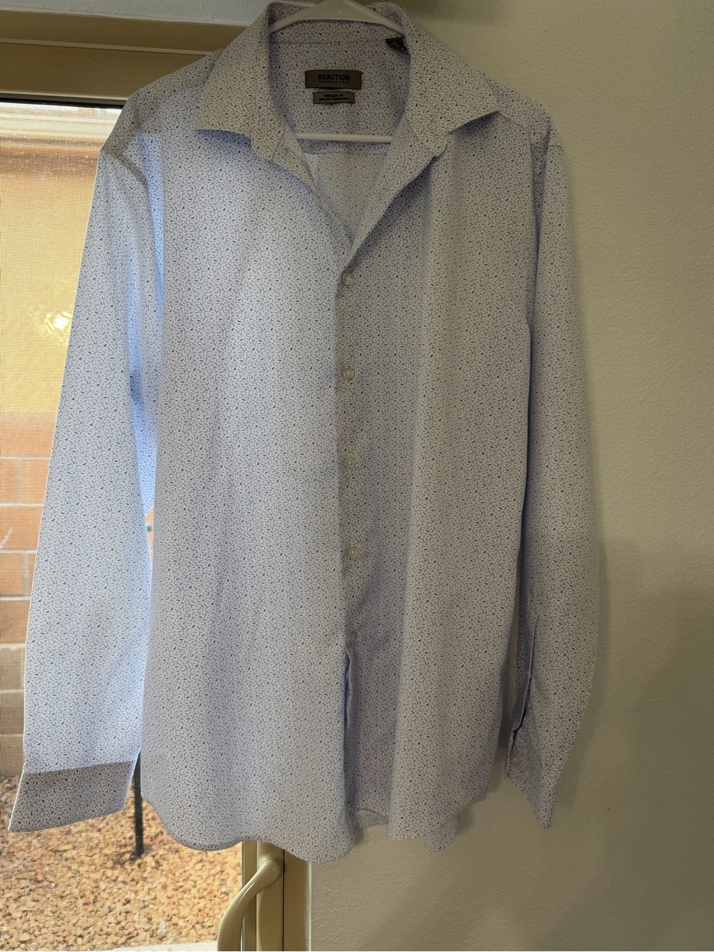 Kenneth Cole Reaction Pale Blue Microdot Long-Sleeve Dress Shirt